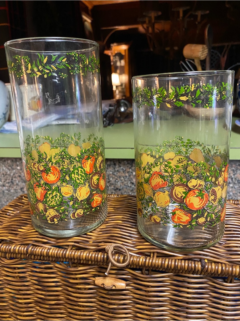 Vintage Spice of Life Glass Canister Set with Cork Lids Mushroom/Veggie Motif - Picture 3 of 9